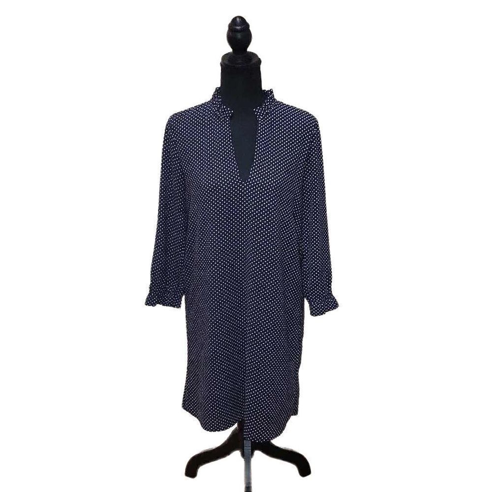 H&M Long Sleeve Deep V-Neck Midi Shift Dress